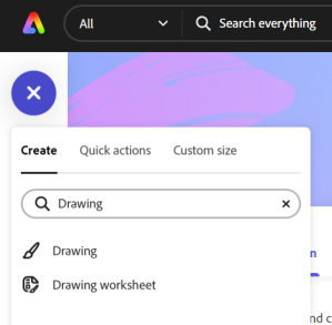 Search for "Drawing" in the Create menu.